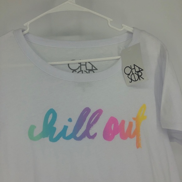 CHASER NWT CHILL OUT T-SHIRT MULTICOLOR WHITE TEE - Picture 4 of 6